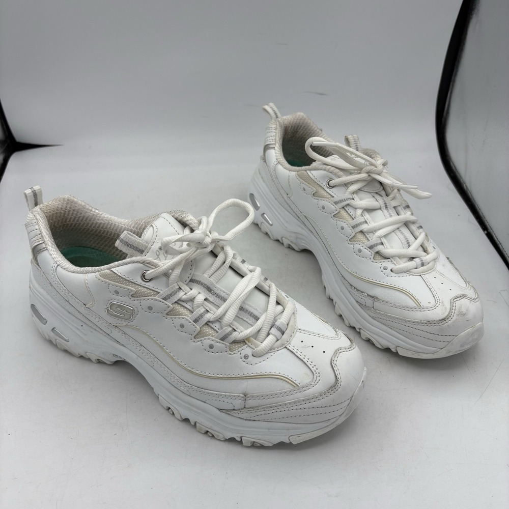 Skechers Shoes Womens Size 9.5 D'Lites Fresh Start Walk White Leather Sneakers